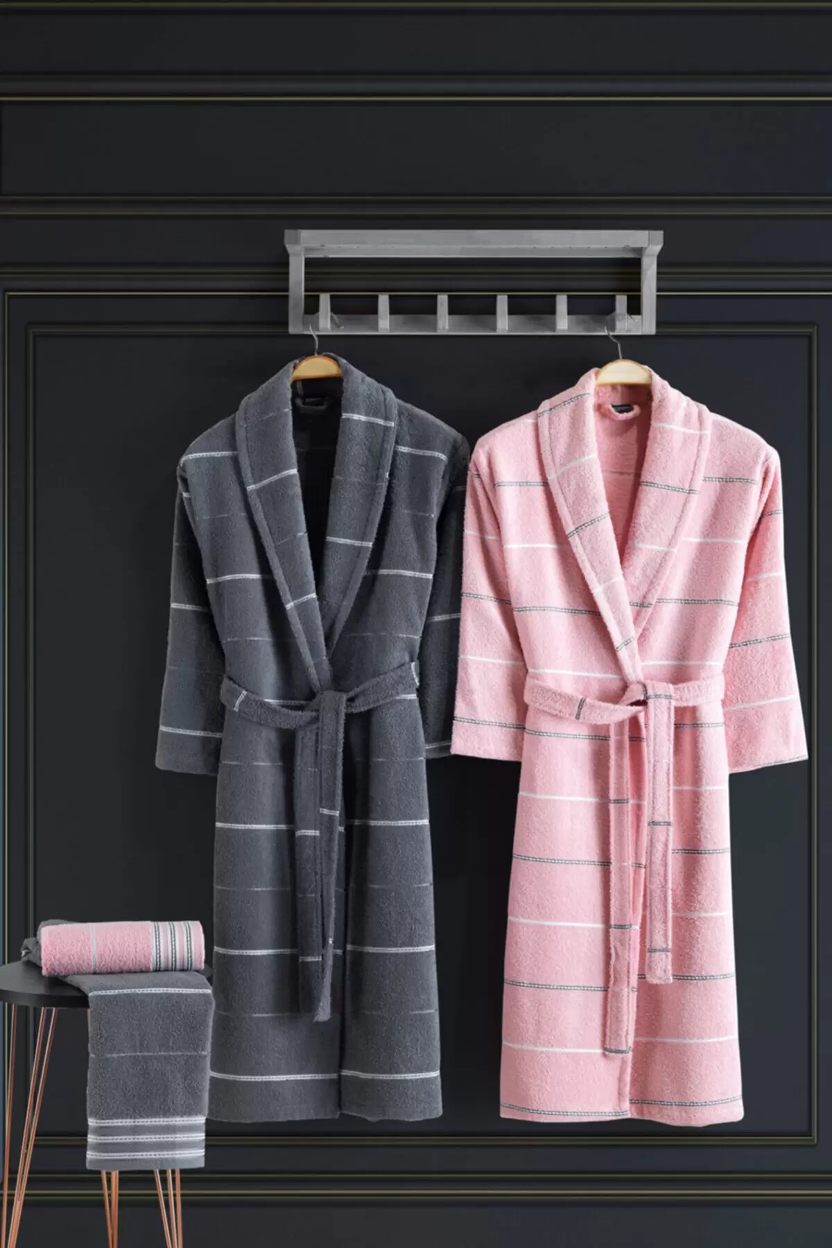 Turkish 100% Cotton 4 Piece Bathrobe Set Man / Woman – Nakkısh | Economia Bazaar
