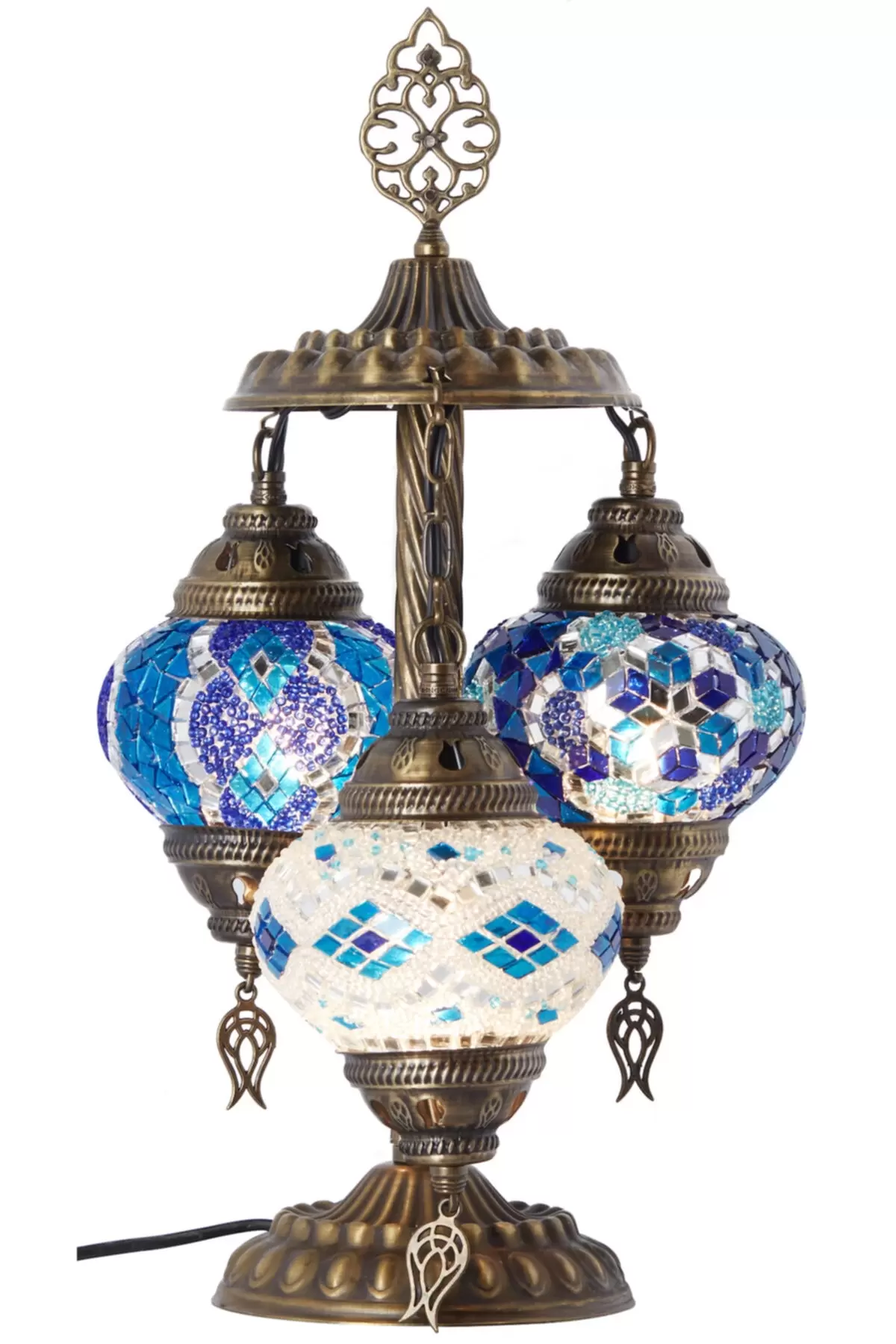 Turkish Triple Mosaic Desktop Lampshade Lamp – Mavi Beyaz Turkish mosaic lamp