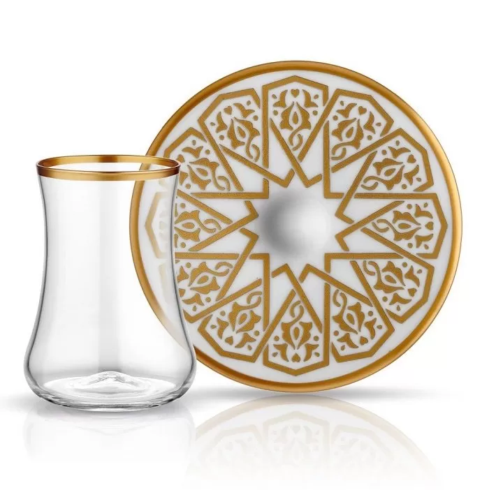 Turkish Tea Glass Set – Dervish Seljuk Theme (12 pcs) | Economia Bazaar