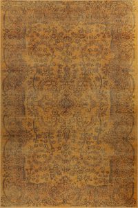 yellow distressed woven rug