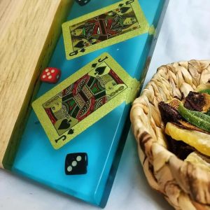 colorful cherry wood poker serving tray