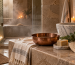 Turkish hammam experience at home with towel copper bowl soap and kese