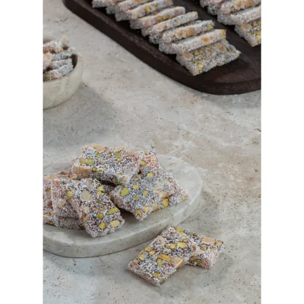 Musko Orange-Flavoured Pistachio & Hazelnut Leaf Turkish Delight – product photograph