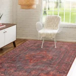 Vintage Patterned Woven Base Decorative Red Rug