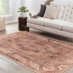 Ethnic Patterned Woven Base Decorative Brown Rug
