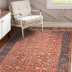 Vintage Patterned Woven Base Decorative Red Rug