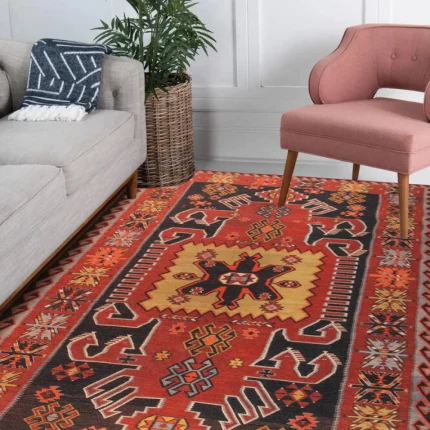 Colorful Ethnic Woven Rug – Vintage Karabakh Style