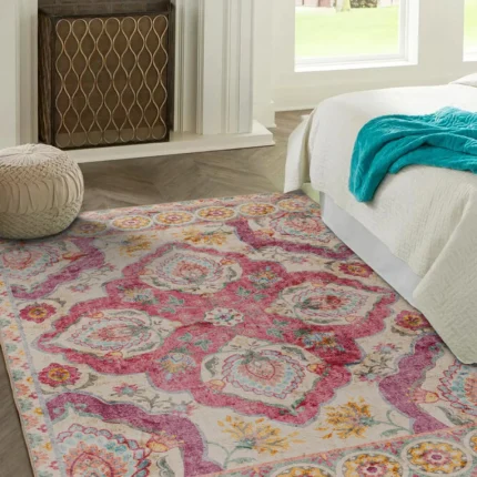 Pink Vintage Woven Rug – Modern Bohemian Style