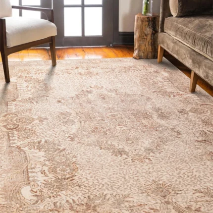 Brown Distressed Woven Rug – Modern Rustic Style