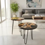 Round Olive Wood Epoxy Coffee Table – Modern Design