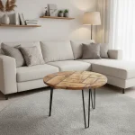 Patterned Olive Wood Epoxy Coffee Table – Modern Design