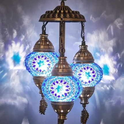 Turkish Triple Mosaic Desktop Lampshade Lamp – Blue