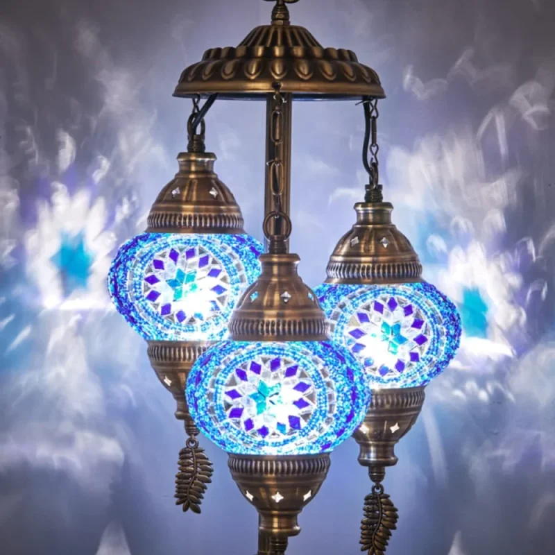 Turkish Triple Mosaic Desktop Lampshade Lamp – Blue