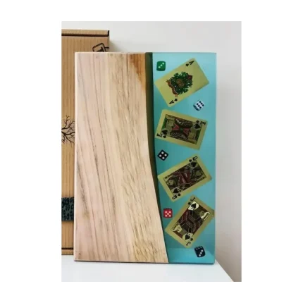 Colorful Cherry Wood Poker Serving Tray – Handcrafted Style