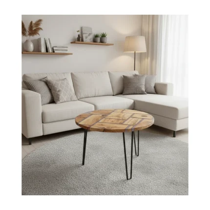 Patterned Olive Wood Epoxy Coffee Table – Modern Design