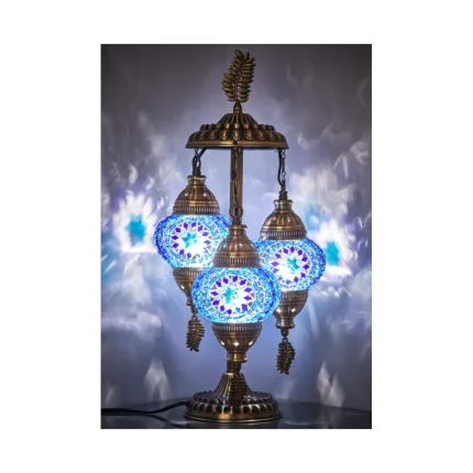Turkish Triple Mosaic Desktop Lampshade Lamp – Blue